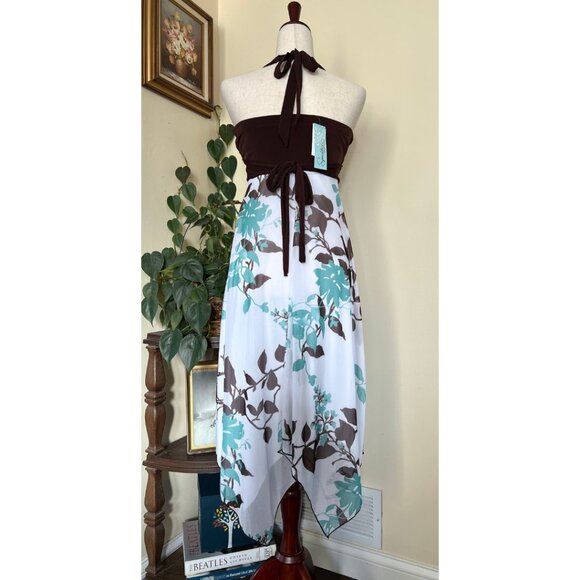 Speechless Brown & White Floral Halter Dress sz S NEW - Picture 7 of 9